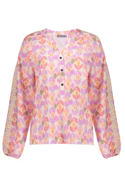 Dames blouse korte mouw paars