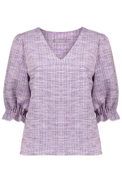 Dames blouse korte mouw paars