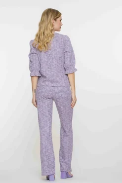 Dames blouse korte mouw paars