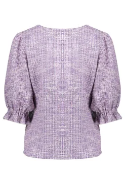 Dames blouse korte mouw paars
