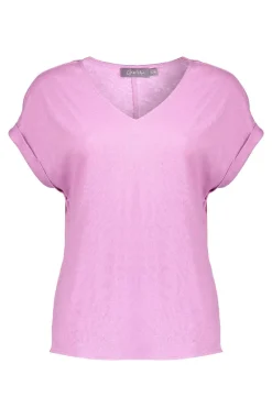 Dames blouse korte mouw paars