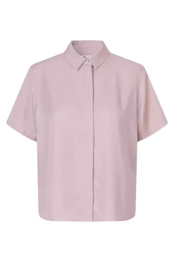 Dames blouse korte mouw rose