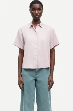 Dames blouse korte mouw rose