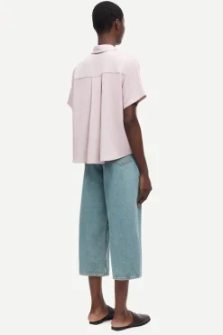 Dames blouse korte mouw rose