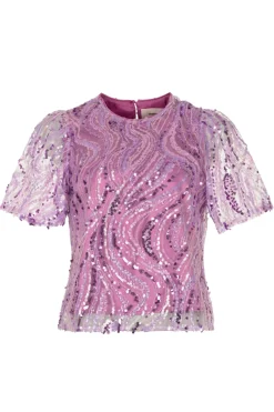 Dames blouse korte mouw rose
