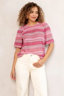 Dames blouse korte mouw rose