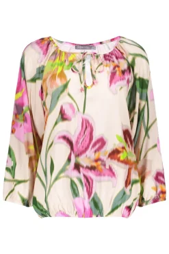 Dames blouse korte mouw rose