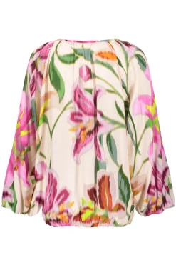 Dames blouse korte mouw rose