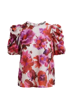 Dames blouse korte mouw rose