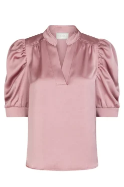 Dames blouse korte mouw rose