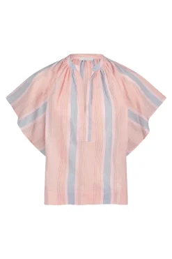 Dames blouse korte mouw rose