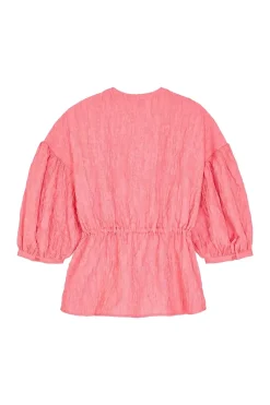 Dames blouse korte mouw rose
