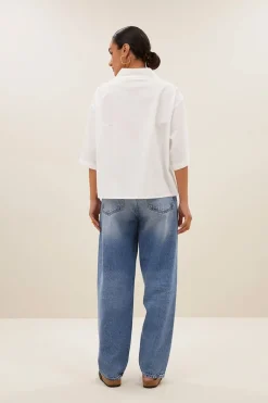 Dames blouse korte mouw wit