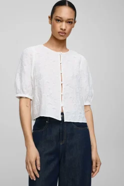 Dames blouse korte mouw wit