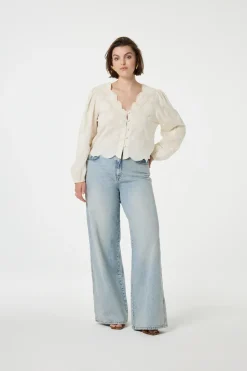 Dames blouse korte mouw wit