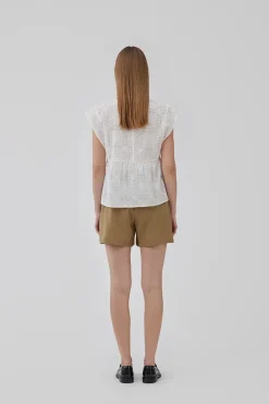 Dames blouse korte mouw wit