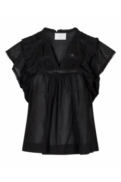 Dames blouse korte mouw zwart