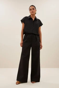 Dames blouse korte mouw zwart