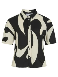 Dames blouse korte mouw zwart