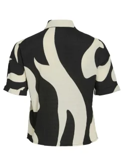 Dames blouse korte mouw zwart