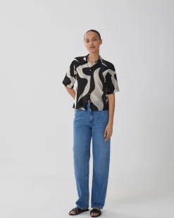 Dames blouse korte mouw zwart
