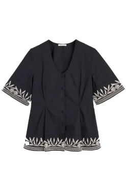 Dames blouse korte mouw zwart