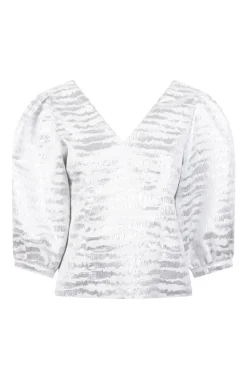 Dames blouse korte mouw zilver