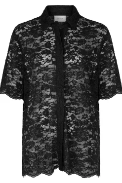 Dames blouse korte mouw zwart