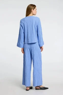 Dames blouse lange mouw blauw
