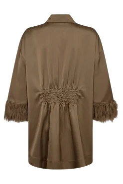 Dames blouse lange mouw bruin