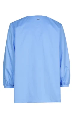 Dames blouse lange mouw blauw