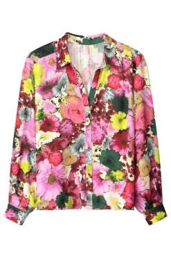 Dames blouse lange mouw blauw
