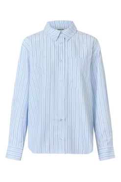 Dames blouse lange mouw blauw