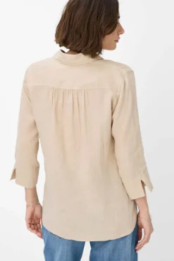 Dames blouse lange mouw bruin