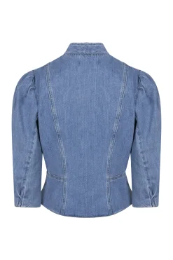 Dames blouse lange mouw blauw