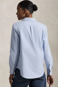 Dames blouse lange mouw blauw