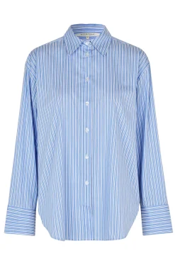 Dames blouse lange mouw blauw