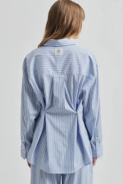 Dames blouse lange mouw blauw