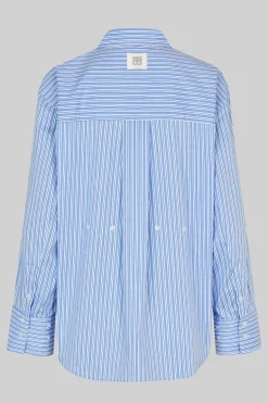 Dames blouse lange mouw blauw