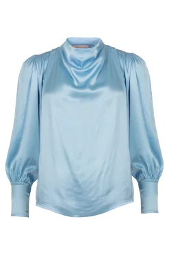 Dames blouse lange mouw blauw