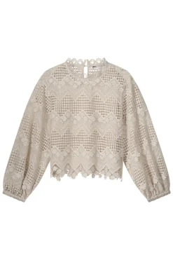Dames blouse lange mouw bruin