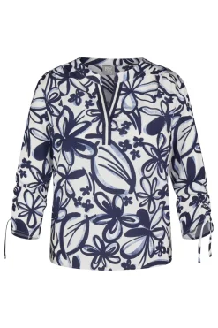 Dames blouse lange mouw blauw