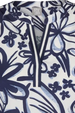 Dames blouse lange mouw blauw