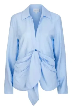Dames blouse lange mouw blauw