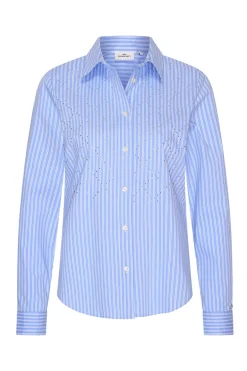 Dames blouse lange mouw blauw