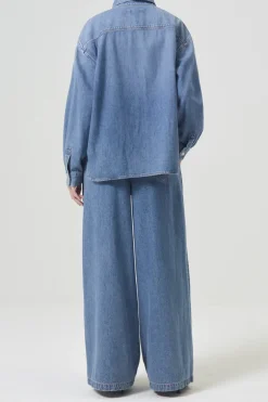 Dames blouse lange mouw blauw