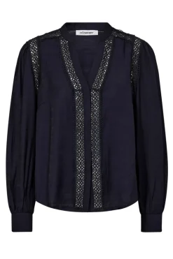 Dames blouse lange mouw blauw