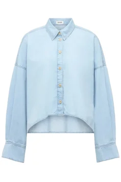 Dames blouse lange mouw blauw