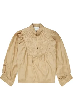 Dames blouse lange mouw bruin