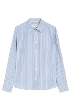 Dames blouse lange mouw blauw